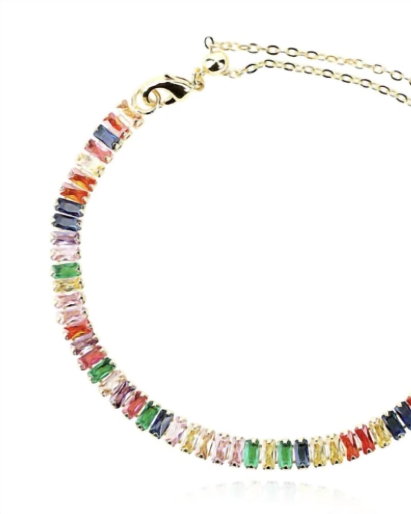 Front of a size O/S Multi Colored Stone Bracelet in Multi in Multi by Vintage Havana. | dia_product_style_image_id:329246